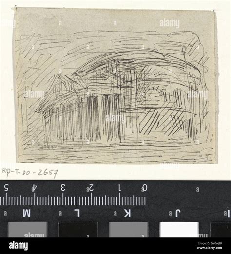 Het Pantheon, Thomas Cool, 1861 - 1904 drawing paper. ink pen city-view ...