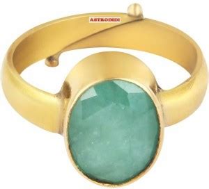 Senroar 5.00 carat panna gold plated ring for unisex Copper Emerald ...