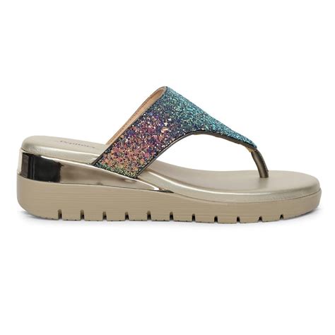 Gold Bronze Glitter Comfort Slip On Wedges M91199 - Pepitoes