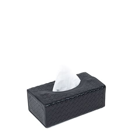 WOVEN LEATHER TISSUE BOX - BLACK – Calonge