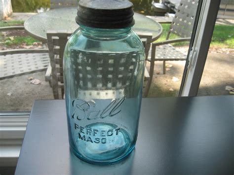 Vintage Blue BALL Perfect Mason HALF GALLON Canning Jar With BALL Zinc ...