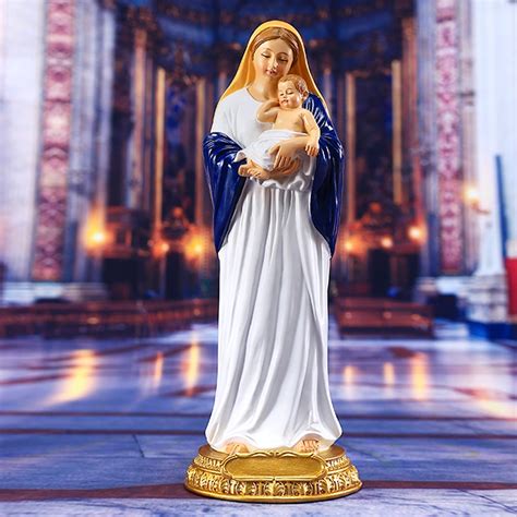 Buy Yamaler Vivid Virgin Mary Statue Decor Elegant Eye-catching Resin ...