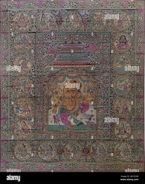 Dancing Ganesha. Palm leaf pattachitra which is in Odia language known as Tala Pattachitra is a ...