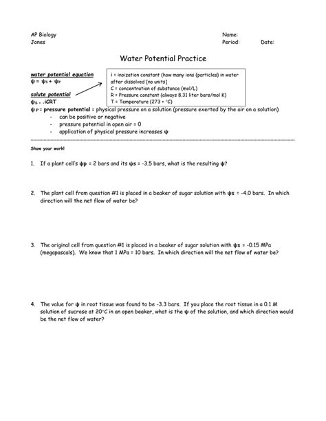 Water Potential Practice Problems 的图像结果