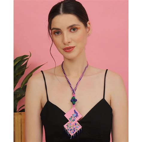 KHOJ.CITY Jewelry Lilac Classic Multi Color Hand Painted (Necklace) HP ...