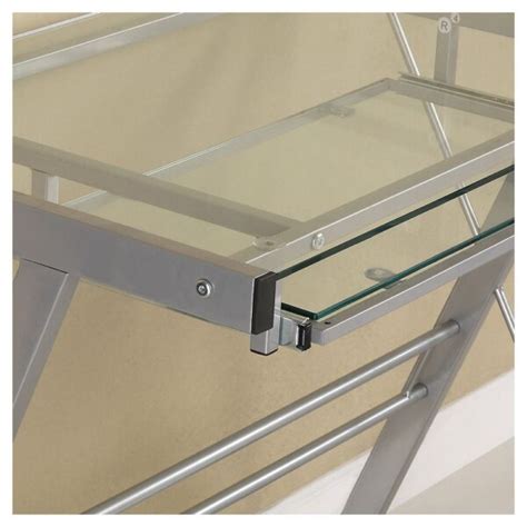 Glass Computer Desk with Keyboard Tray – Saracina Home ...