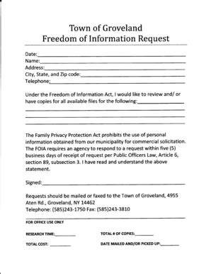 Fillable Online grovelandny Freedom of Information Request - Groveland ...