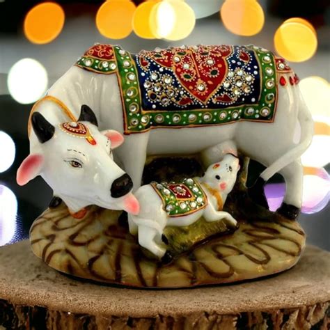 Buy TRENDSTUBE Handicraft Home Decor Kamdhenu Cow & Calf | Vastu Gau ...