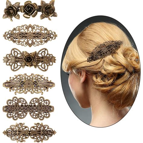 Buy 6 Pieces Vintage Hair Barrettes for Women Retro French flower Hair ...
