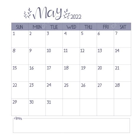 Cute May 2022 Calendar
