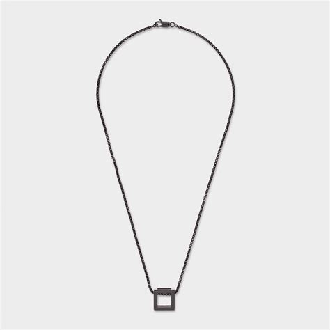 Black Square Sterling Silver Men's Chain Pendant | SKU : 0020418946, 0