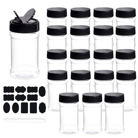 Buy Spice Bottles, Dabacc 20Pcs 7oz Clear Plastic Container Jars with ...