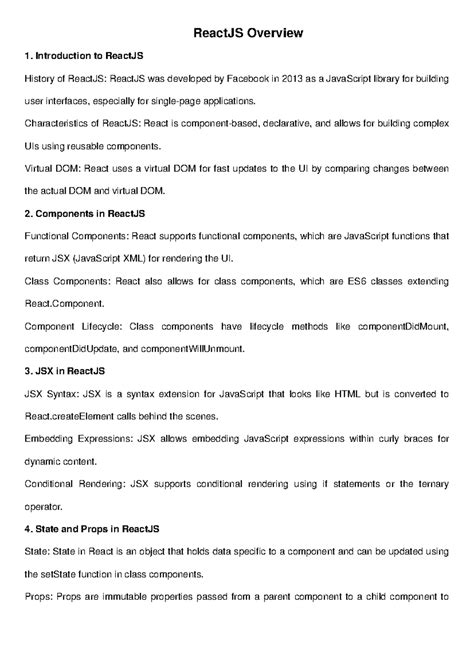 React JS Overview Notes - ReactJS Overview Introduction to ReactJS ...