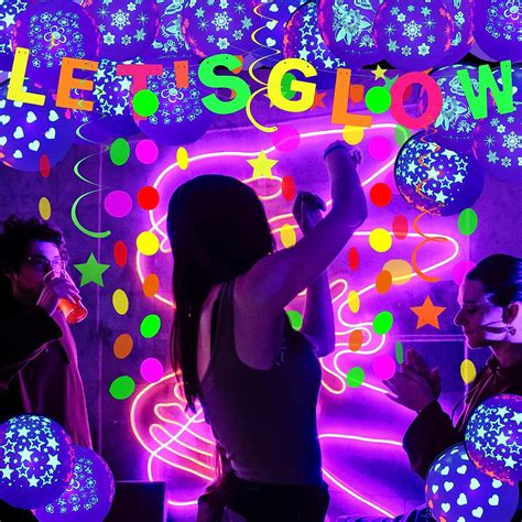 Buy 64 PCS Glow in the Dark Balloons Party Supplies, UV Neon Party ...