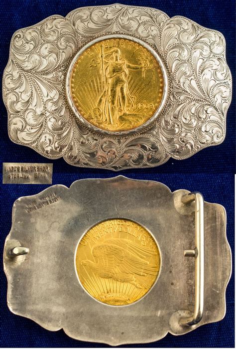 1909 $20 Gold Piece Belt Buckle