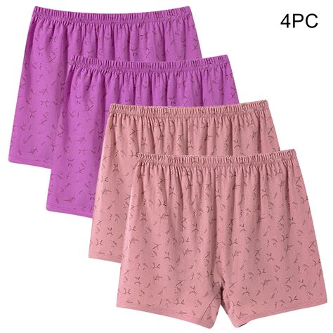 Women Cotton Boxer Panties Plus Size Underwear Comfy Loose Underwear ...