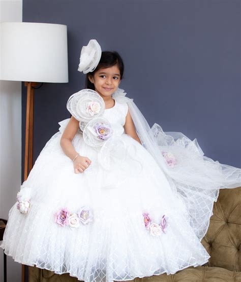 White Sequins Net Gown for Girls – FayonKids