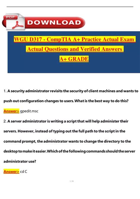 WGU D317 - CompTIA A+ Practice Actual Exam 2025 Actual Questions and ...