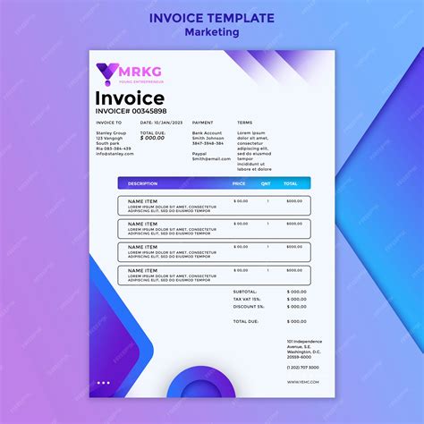 Gradient marketing invoice design template | Premium PSD