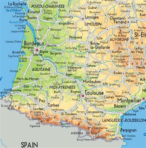 South west France map - Map of south western France (Western Europe ...