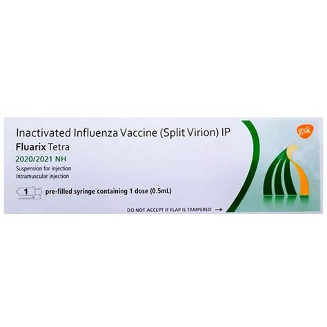FLUARIX TETRA VACCINE 2020/2021 NH 0.5ML Price, Uses, Side Effects ...