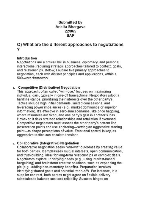 BAP Negotiation Approaches: Competitive, Collaborative, and ...