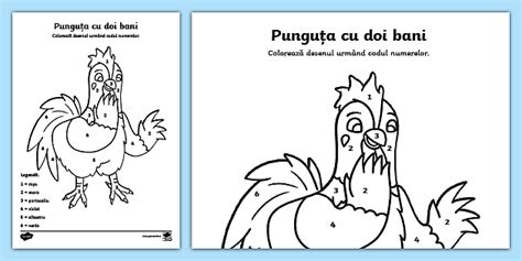 Punguța cu doi bani – Desen de colorat după codul numerelor