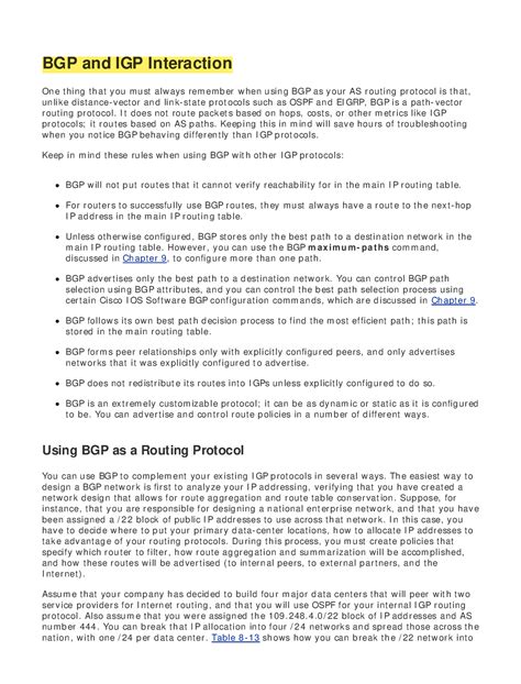 Chapter 8 Introduction to BGP 4 Configuration 5 - Table of Content s I ...