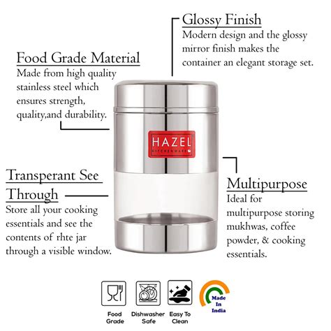 Buy HAZEL Stainless Steel Mukhwas Container | See Through Small ...