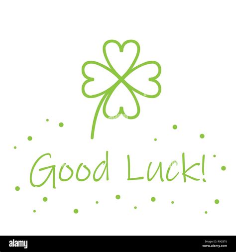 good luck typography with green four-leaf clover vector illustration ...
