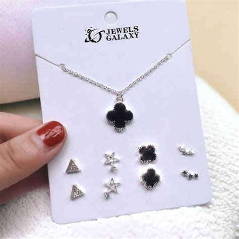 Buy Jewels Galaxy Clover inspired Silver Plated Multi-Piece Jewellery ...