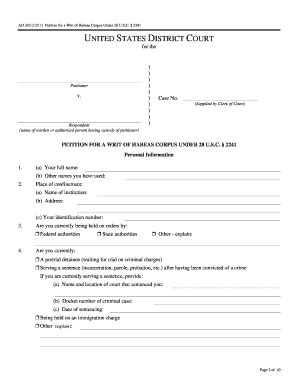 18 Printable writ of habeas corpus example Forms and Templates ...