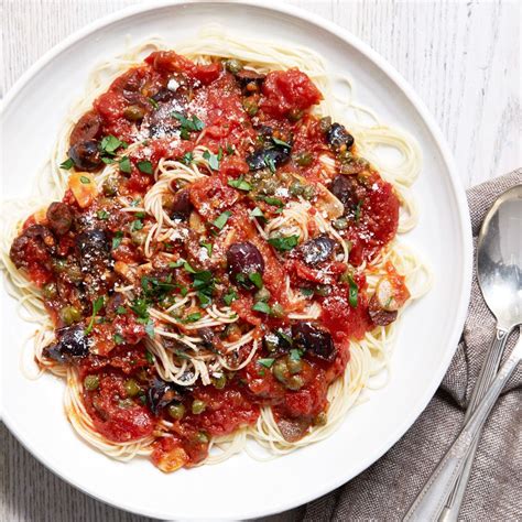 Puttanesca with Angel Hair Pasta | Recipe | Food network recipes, Pasta ...