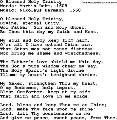 Hymns about The Trinity, title: O Blessed Holy Trinity - lyrics with PDF