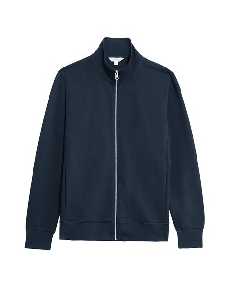 Buy Cotton Rich Zip Up Funnel Neck Jacket at Marks & Spencer