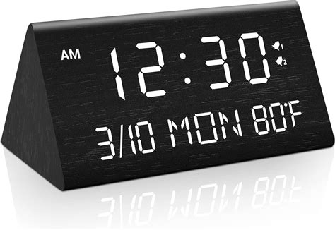 Amazon.com: DreamSky Wooden Digital Alarm Clocks for Bedrooms ...