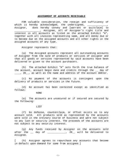 Accounts Receivable - Assignment Doc Template | pdfFiller