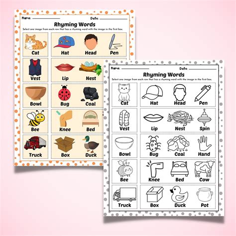 Rhyming Words Worksheets Kindergartners | National Poetry Month April ...