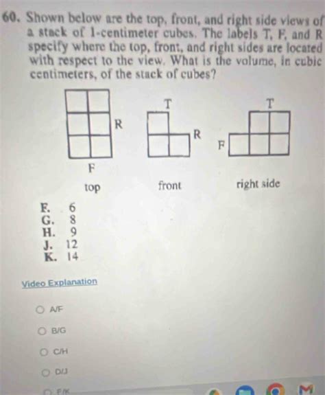 Solved: Shown below are the top, front, and right side views of a stack ...
