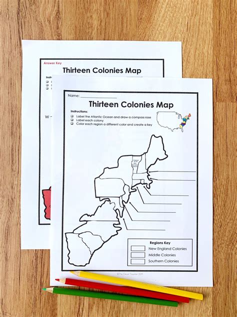 Free 13 Colonies Map Worksheet and Lesson | Thirteen colonies map, 13 ...