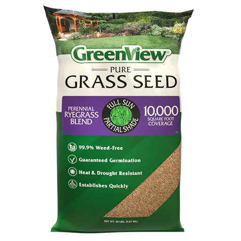 GreenView Pure Grass Seed Perennial Ryegrass Blend, 20 lb. Bag – Covers ...
