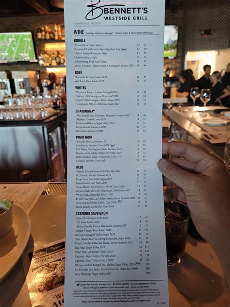 Online Menu of Bennett's Westside Grill Restaurant, Rocklin, California ...