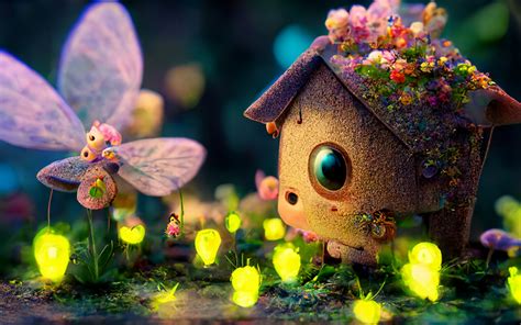 Fairy house Wallpaper 4K, Cute art, Cute house