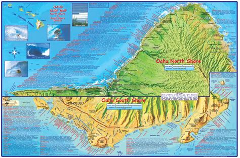 Oahu Surfing Guide Map - Franko Maps