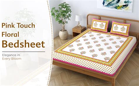 Colorish Cotton Blend Jaipuri Floral Printed 104 TC Double Bedsheet ...