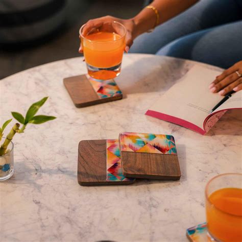 Aurora Wood Coaster (Set of 4) – Ireka Homes