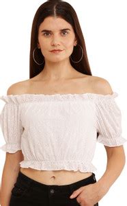 Pratima Casual Self Design Women White Top - Buy Pratima Casual Self ...