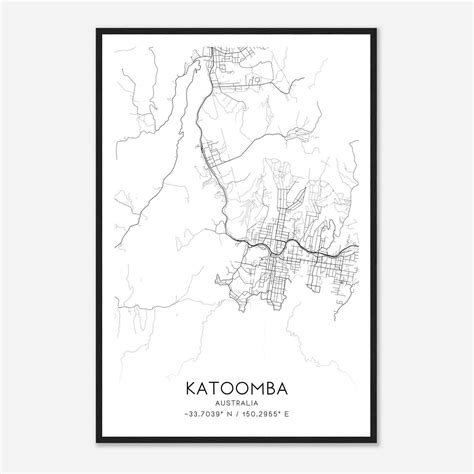 Katoomba Australia Map Poster, Modern Home Decor Wall Art Print - Custom Maps & Posters