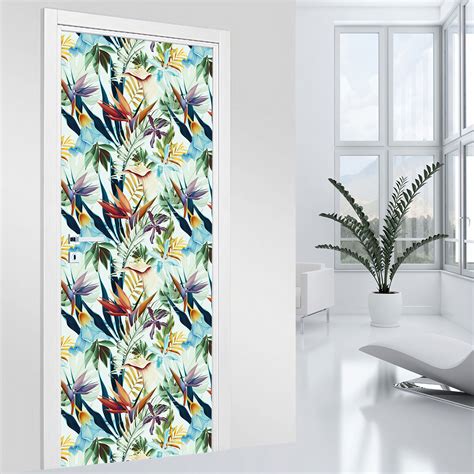 Vinilo Adhesivo para puerta - Tropical - Adhesivo + Protección mate ...