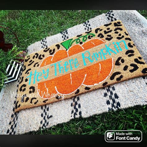 Painted Coir Doormat- Hey There Pumpkin- Fall Decor- 30x17- Porch Mat ...